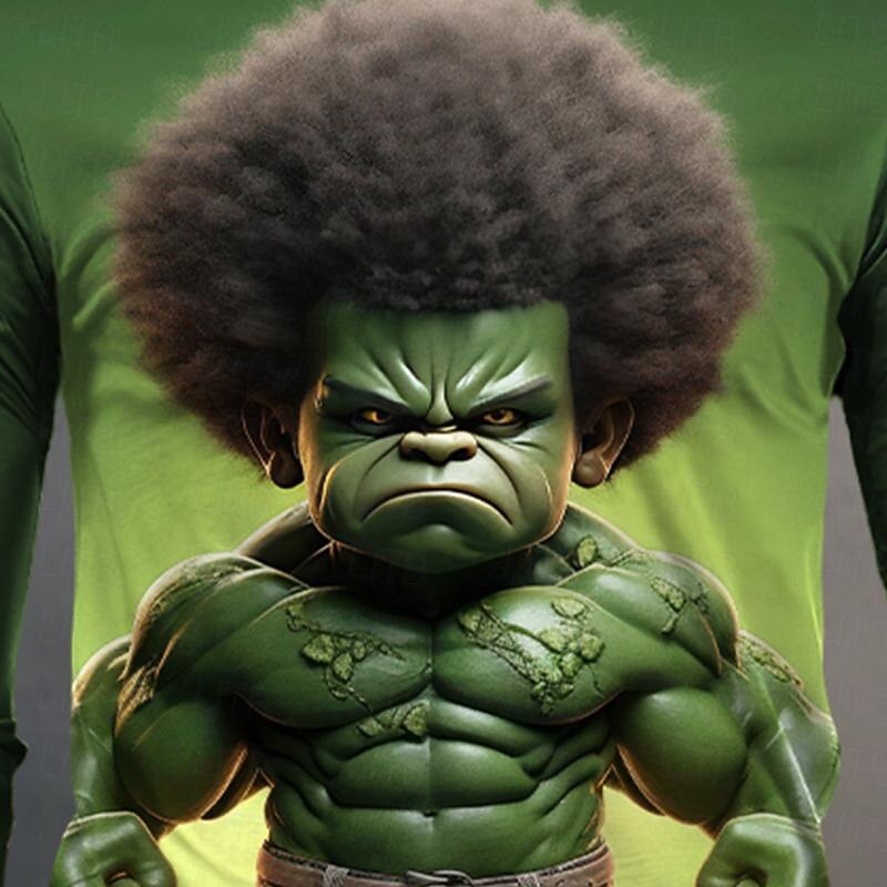 Men's Graphic Cartoon Funny T Shirt Long Sleeve T shirt 3D Print Crew Neck Shirt Fashion Casual Street Style Sports Outdoor Holiday Going out Burgundy Purple Green Spring &  Fall Clothing Apparel S M3