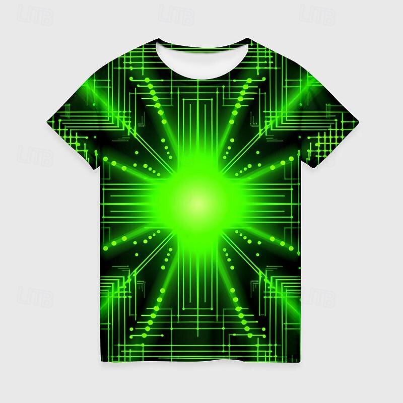 Boys 3D Graphic Geometric Tee Shirt Short Sleeve 3D Print Summer Active Sports Fashion Polyester Kids 3-12 Years Crew Neck Outdoor Casual Daily Regular Fit2