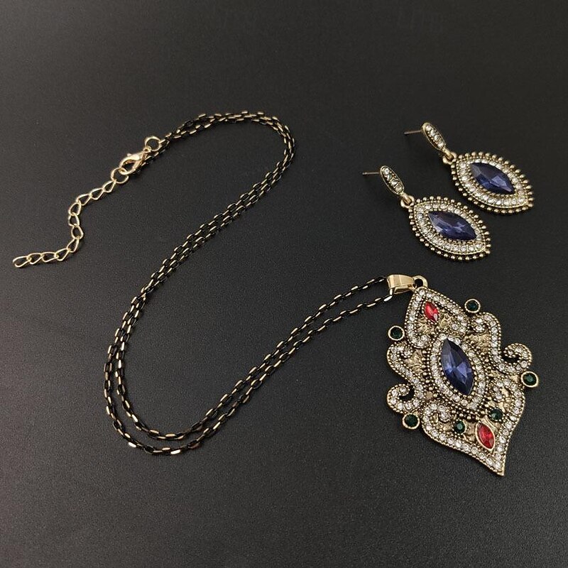 Jewelry Sets For Womenindian Style Rhinestone Inlaid Flower Necklace Earrings Wedding Jewelry Set3