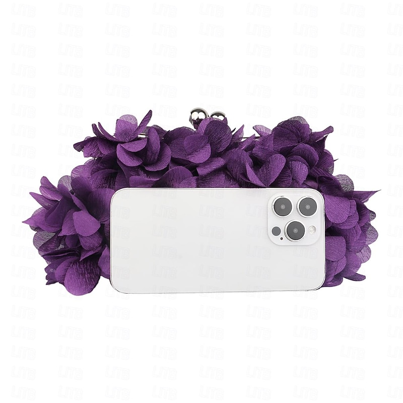 Women's Clutch Evening Bag Satin Party Valentine's Day Rhinestone Chain Solid Color Purple2