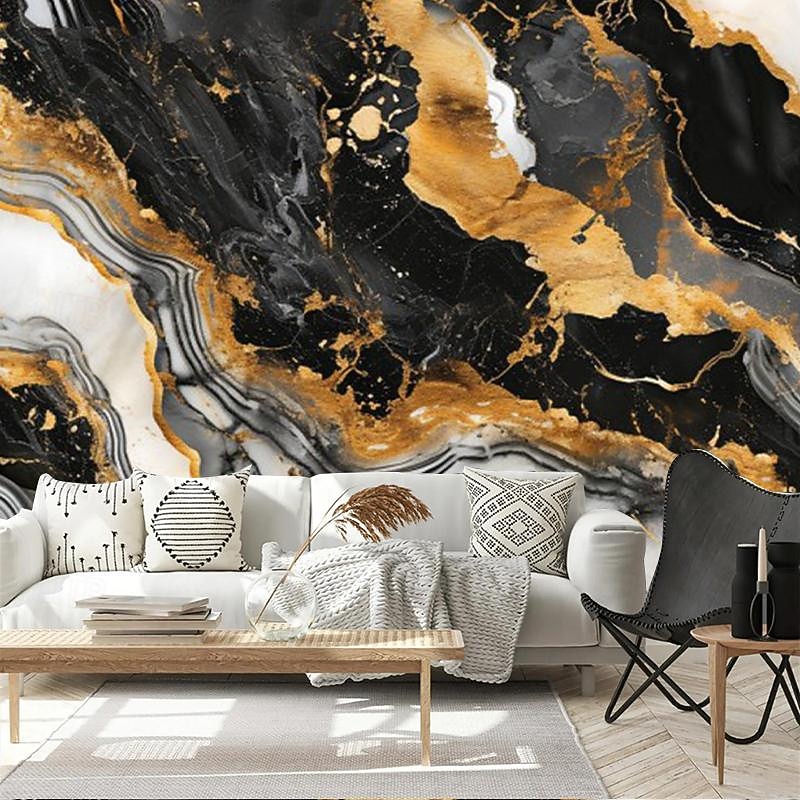 Cool Wallpapers VBlack Gold Marble Wallpaper Wall Mural Wall Covering Sticker Peel and Stick Removable PVC/Vinyl Material Self Adhesive/Adhesive Required Wall Decor for Living Room Kitchen Bathroom2