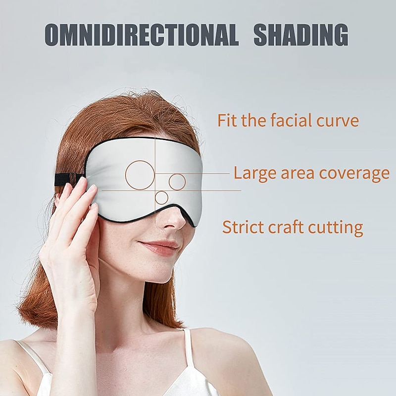 100% Real Natural Pure Silk Eye Mask with Adjustable Strap for Sleeping, Double Side  Mulberry Silk Eye Sleep Shade Cover, Blocks Light Reduces Puffy Eyes2