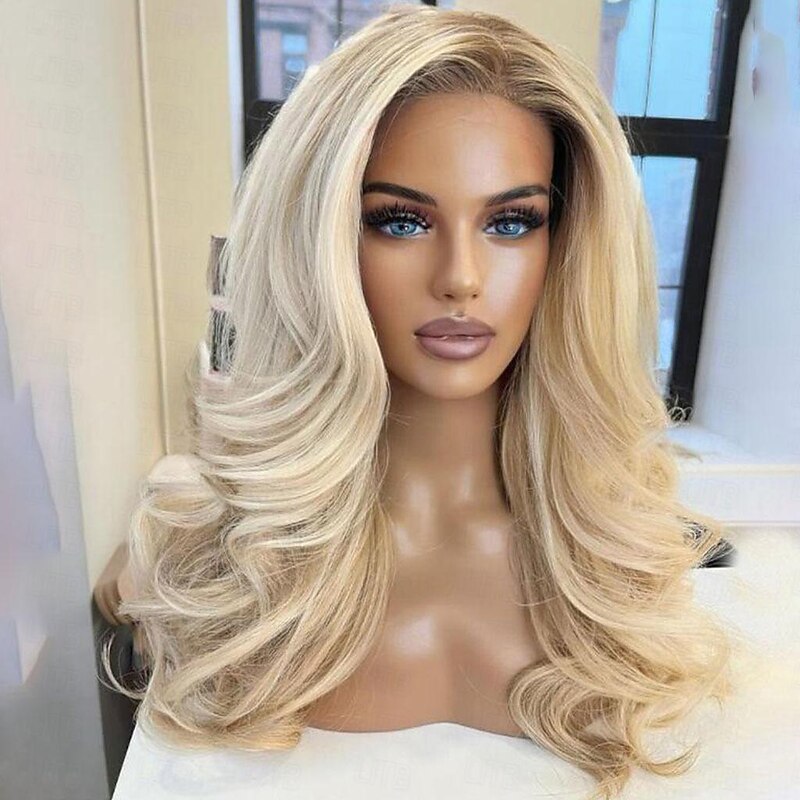 Remy Human Hair 13x4 Lace Front Wig Free Part Brazilian Hair Wavy Multi-color Wig 130% 150% Density Ombre Hair  Pre-Plucked For Women Long Human Hair Lace Wig4