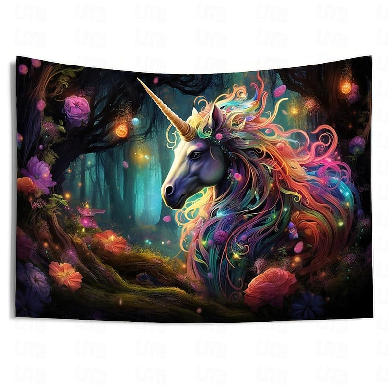 Colorful Unicorn Hanging Tapestry Wall Art Large Tapestry Mural Decor Photograph Backdrop Blanket Curtain Home Bedroom Living Room Decoration4