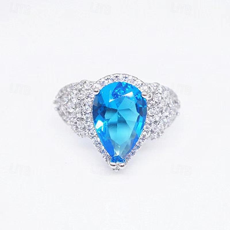 Online Celebrity The Same New Type Of Imitation Natural Topaz Suit Tiktok Live Broadcast Popular Color Treasure Ring Earring Pendant Female2
