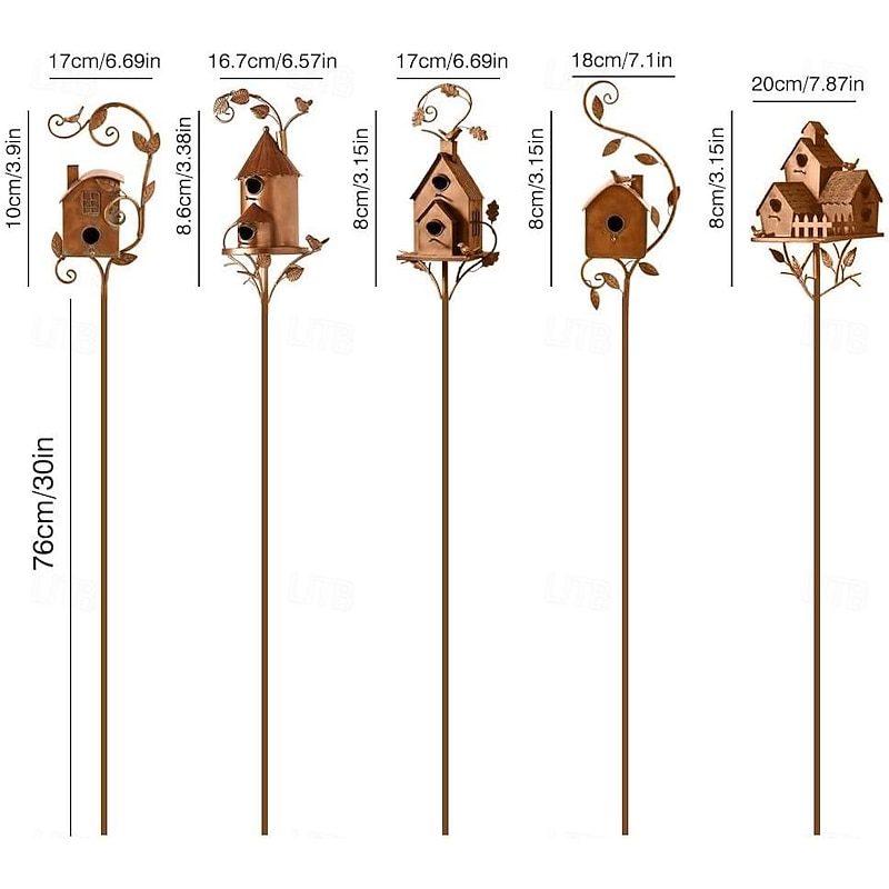Garden Stakes Metal Decor with Pole Outdoor Stake for Patio Backyard Patio Outdoor Garden Decoration and Birdhouse Lovers Courtyard Backyard (2CM Hole)3