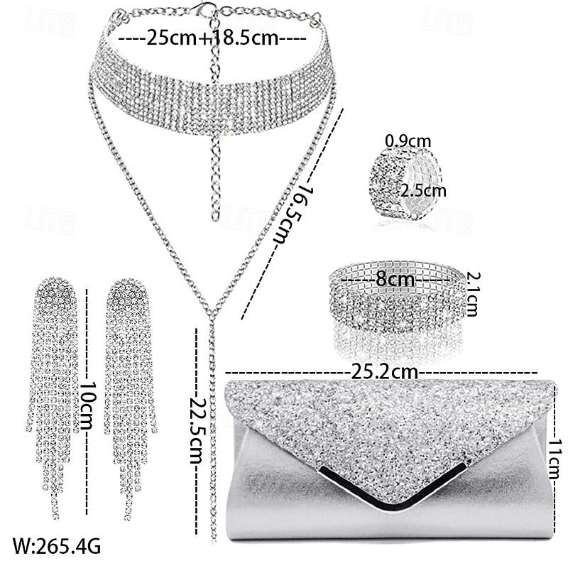 Sparkling And Elegant Exquisite Set Earrings Bracelets Necklaces Light Luxury Quality Set Dinner And Evening Dress Bag Letter Envelope2