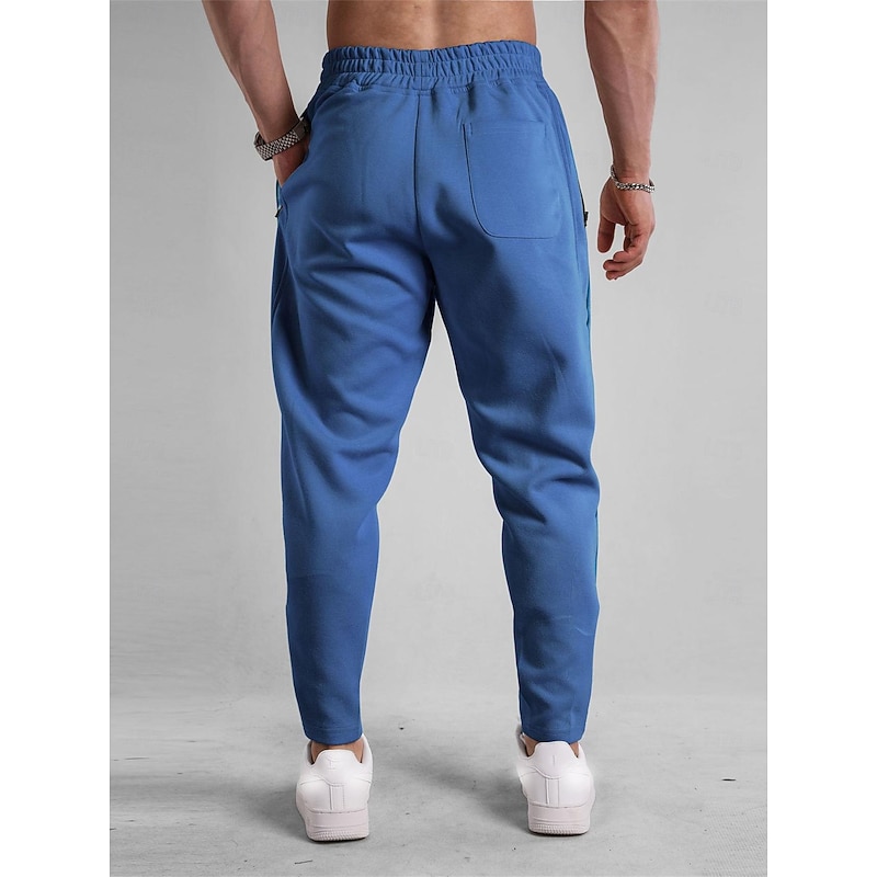 Men's Sweatpants Joggers Trousers Casual Pants Drawstring Elastic Waist Zipper Pocket Plain Comfort Breathable Outdoor Casual Daily Sports Fashion Black Royal Blue4