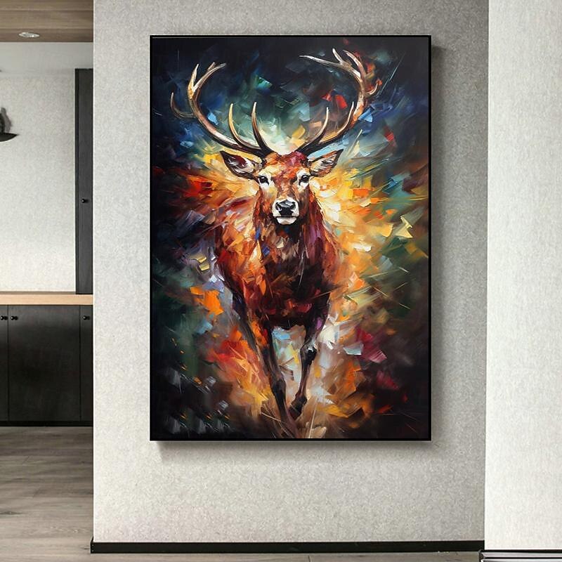 Handpainted Colourful Beautiful Eagle Bird Cat Oil Painting Modern Design Home Decor Canvas Handmade Wall Art Picture As Gifts  (No Frame)3