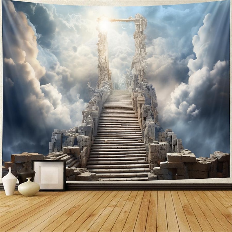 Ladder to Heaven Hanging Tapestry Wall Art Large Tapestry Mural Decor Photograph Backdrop Blanket Curtain Home Bedroom Living Room Decoration3