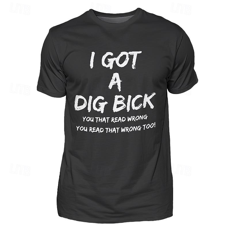 Men's I Got A Dig Bick T shirt Short Sleeve T shirt 3D Print Crew Neck Shirt Designer Casual Street Style Sports Outdoor Holiday Going out Black Burgundy Navy Blue Spring & Summer Clothing Apparel