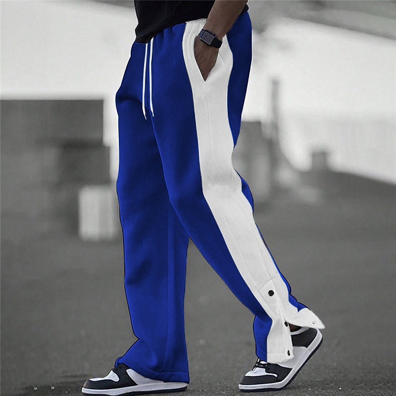 Men's Sweatpants Joggers Trousers Patchwork Drawstring Elastic Waist Color Block Comfort Breathable Casual Daily Holiday Sports Fashion Black White2