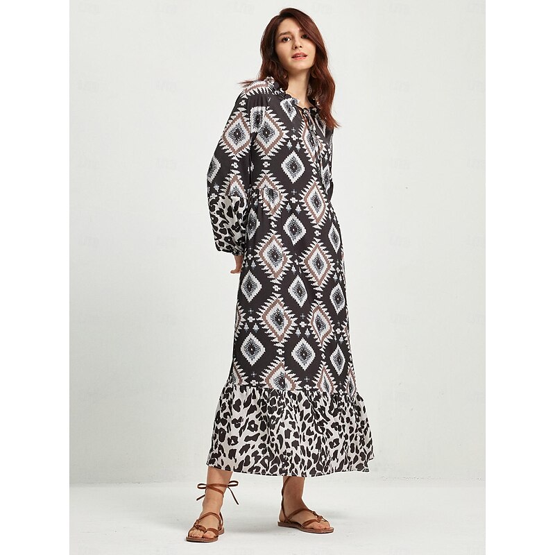 Boho Abstract Animal Print Maxi Dress2