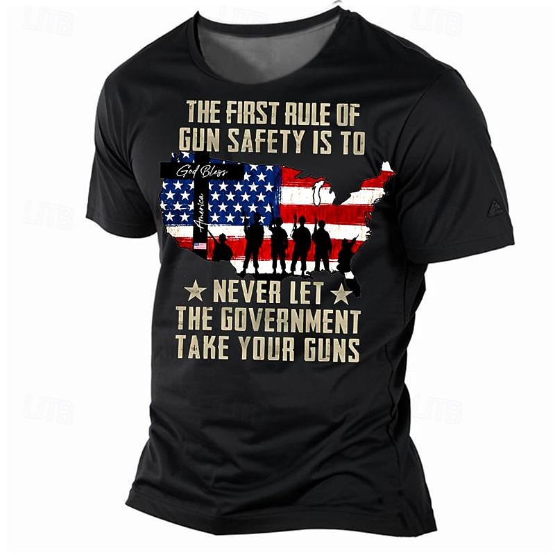 Veterans Day Men's Patriot Patriotic Veteran Graphic American Flag Soldier T shirt Short Sleeve T shirt 3D Print Crew Neck Shirt Daily Casual Street Style Sports Outdoor Holiday Going out Black