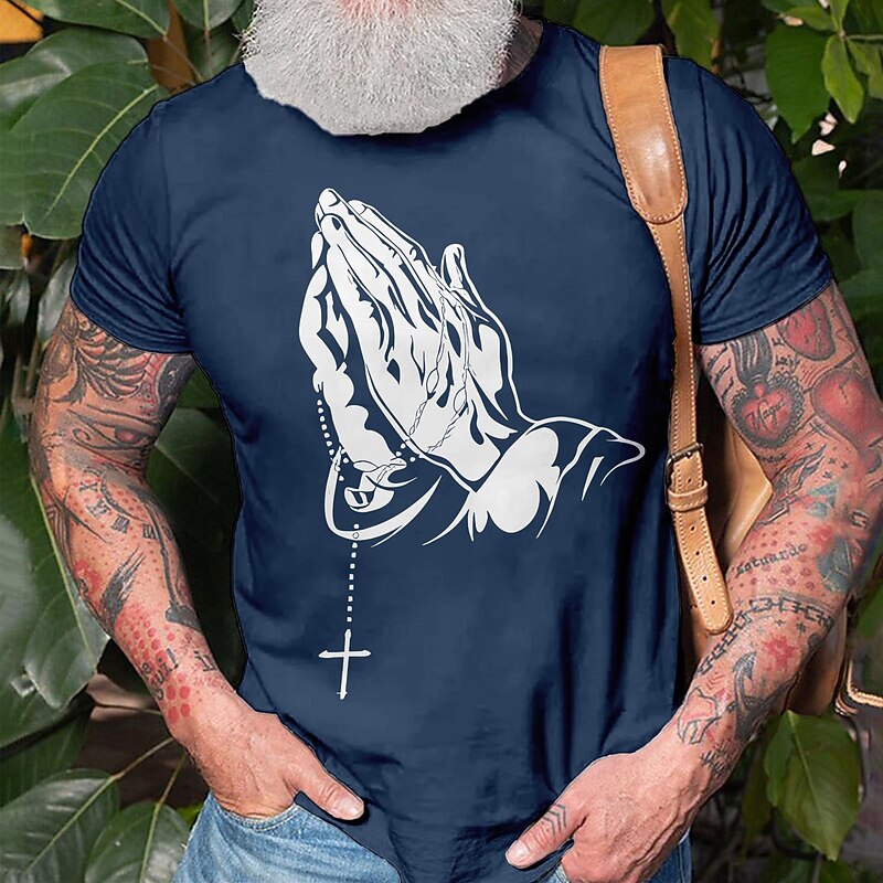 Men's Graphic Cross Faith Short Sleeve T shirt 3D Print Crew Neck Shirt Outdoor Casual Street Style Party Casual Holiday Black Blue Green Spring & Summer Clothing Apparel Normal S M L XL XXL XXXL2