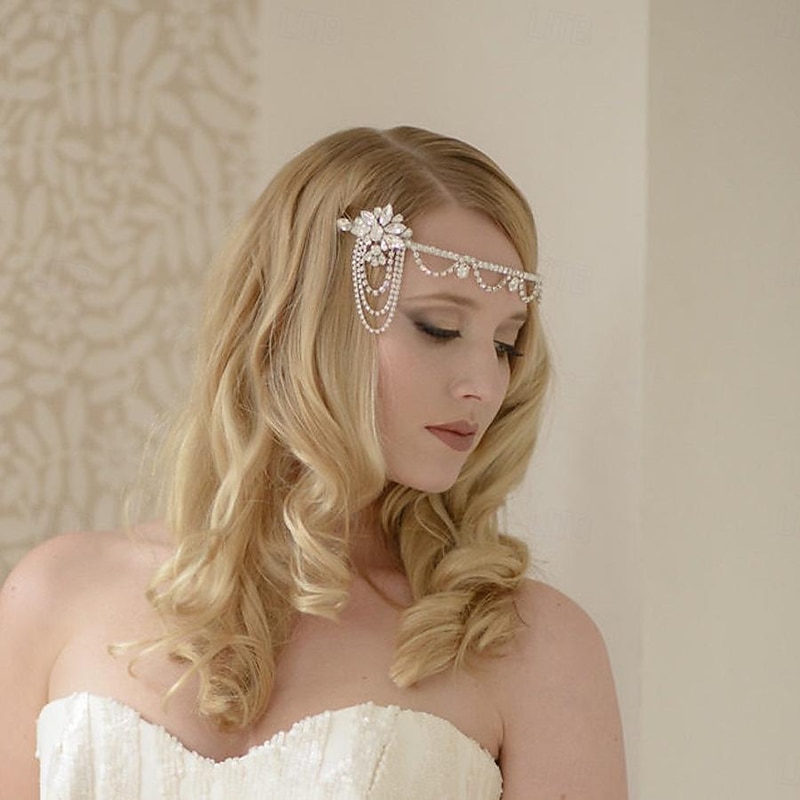 Head Jewelry Flapper Headband Retro Vintage Roaring 20s 1920s Rhinestone For Cosplay Carnival Women's Costume Jewelry Fashion Jewelry