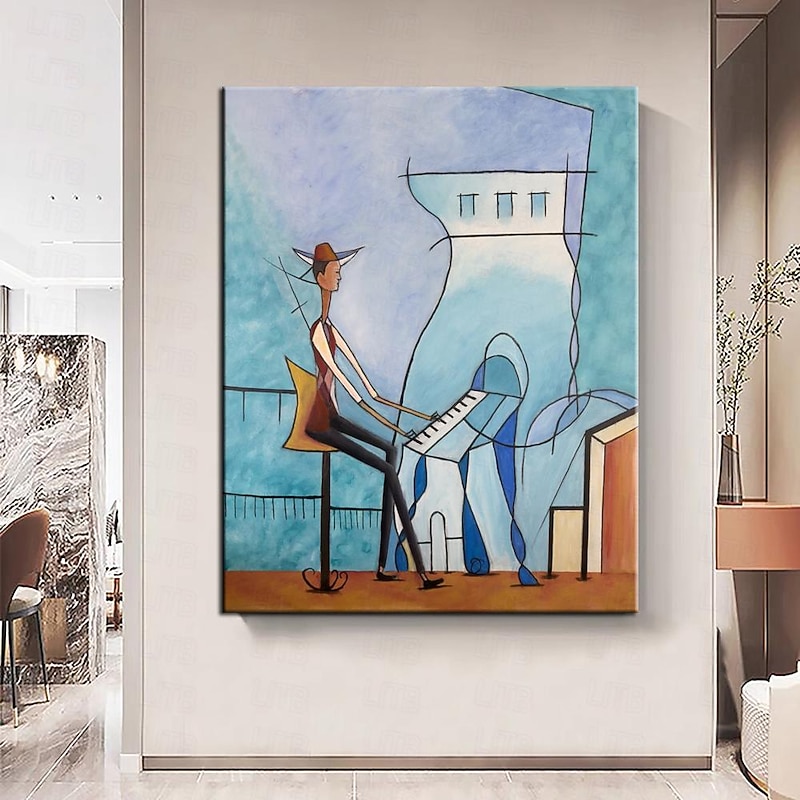 Hand painted Abstract Piano Oil Painting handmade Music Room Art painting Modern Oil Painting of Abstract Figure Oil Painting Music painting Abstract Cubism  art figurative art modern art painting4