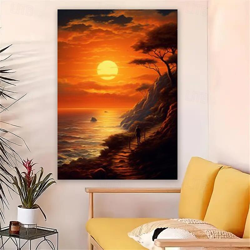 Landscape Wall Art Canvas Sunset Prints and Posters Pictures Decorative Fabric Painting For Living Room Pictures No Frame