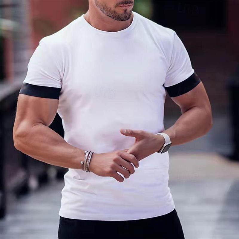 Men's T Shirt Tee Tee Top Short Sleeve Crew Neck Spring & Summer Color Block Fashion Designer Basic Sexy Vacation Street Going out Black White Red Top Tee for Men
