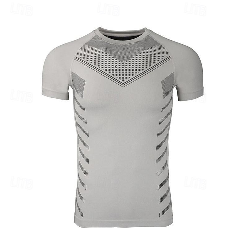 Men's T Shirt Gym Shirt Fitness Tops Crew Neck Short Sleeve Sport Casual Daily Gym Quick dry Breathable Soft Color Block Black Yellow Activewear Polyester Fashion Basic2