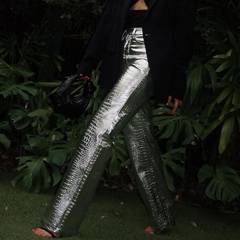 Retro Vintage Disco 1980s Pants Solid Color Fancy Dress Women's Casual Bachelorette Party Adults' Pants Spring Fall & Winter2