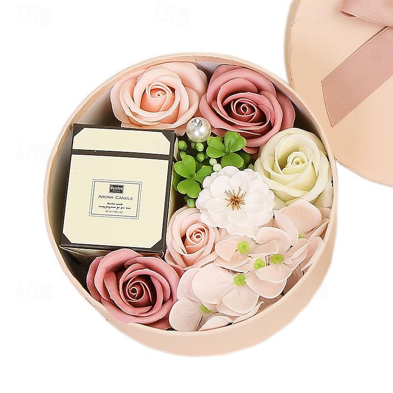 Valentine's Day Christmas Cross border Innovation Gifts Aromatherapy Soap Flower Small Round Box for Girlfriend's Holiday Birthday Gift