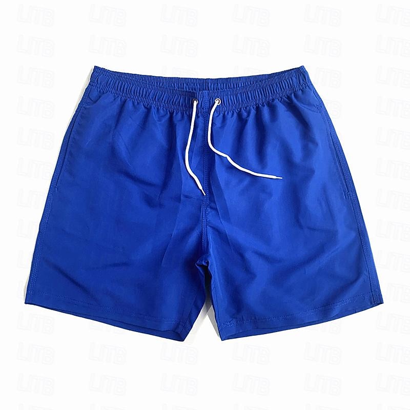 Men's Swim Shorts Shorts Beach Shorts Drawstring Elastic Waist Plain Comfort Quick Dry Short Holiday Beach Weekend Fashion Casual Black White Micro-elastic4