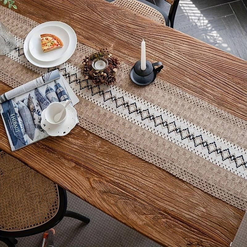 1pc, Bohemian Patchwork Burlap Table Runner - Farmhouse Style Doily for Country Weddings, Bridal Showers, and Dinner Parties - Perfect Home Decor4