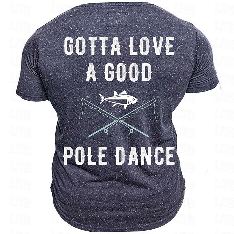 Men's Graphic Gotta Love a Good Pole Dance T Shirt Short Sleeve T shirt 3D Print Crew Neck Shirt Daily Retro Vintage Street Style Sports Outdoor Holiday Going out Blue Army Green Dark Blue Spring3