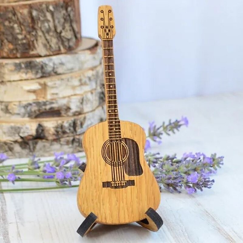 Wooden Acoustic Guitar Pick Box with Stand, Personalized Guitar Box for Pick3