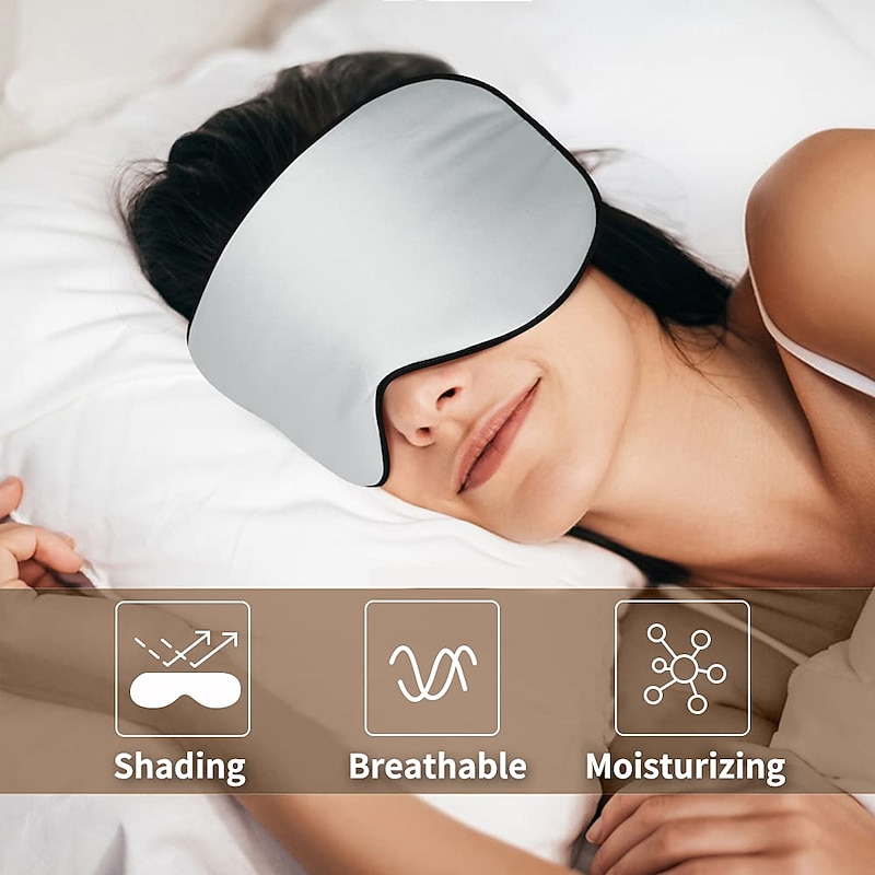 100% Real Natural Pure Silk Eye Mask with Adjustable Strap for Sleeping, Double Side  Mulberry Silk Eye Sleep Shade Cover, Blocks Light Reduces Puffy Eyes3
