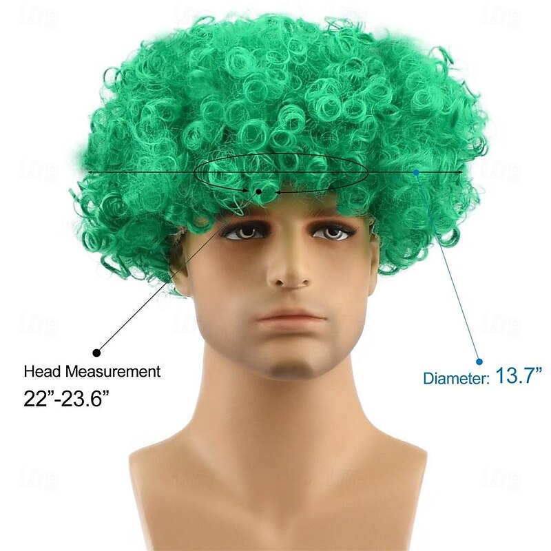Short Fluffy Afro Wigs-Women Men Kinky Curly Disco Hippie Wig for Costume Cosplay Halloween Party St.Patrick's Day Wigs2