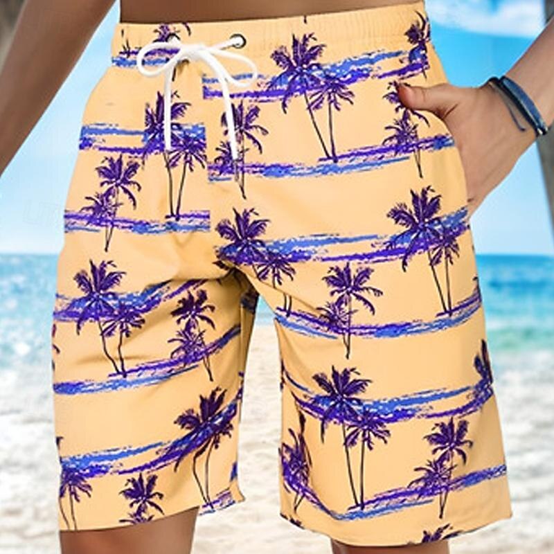 Men's Coconut Tree Bermuda shorts Beach Shorts Mid Waist Vacation Hawaiian Holiday Vacation Daily Holiday Drawstring Elastic Waist 3D Print Designer Clothing Apparel4