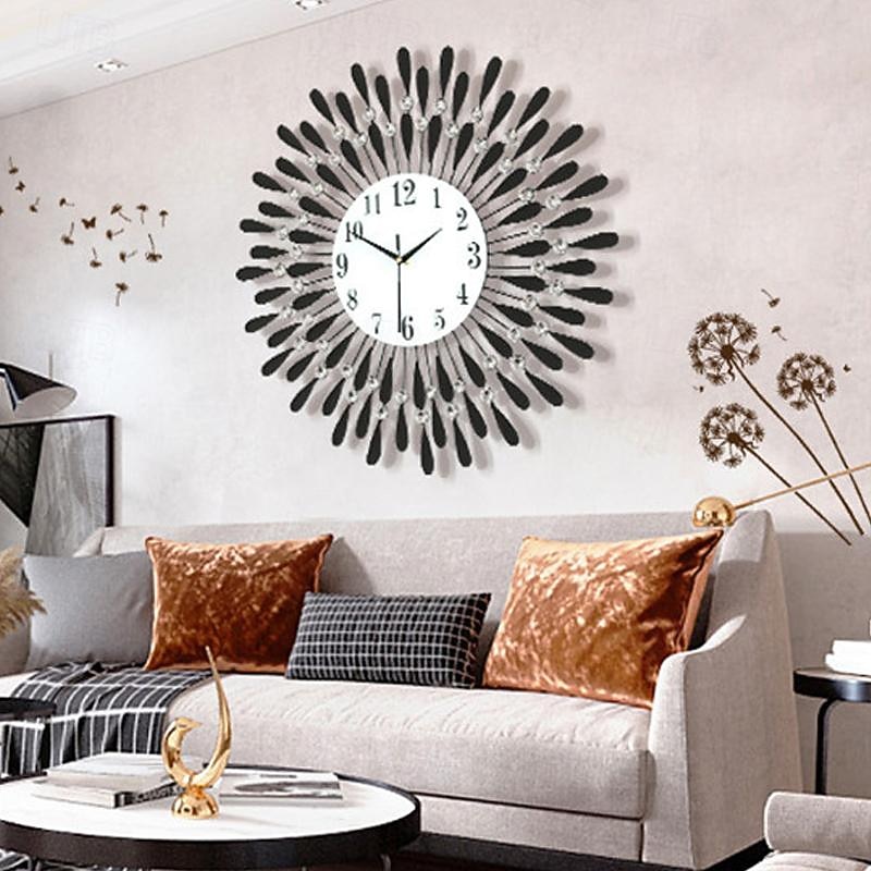 Large Wall Clock Metal Decorative Silent Non-Ticking Big Clocks Modern Home Decorations for Living Room Bedroom Dining Room Office4