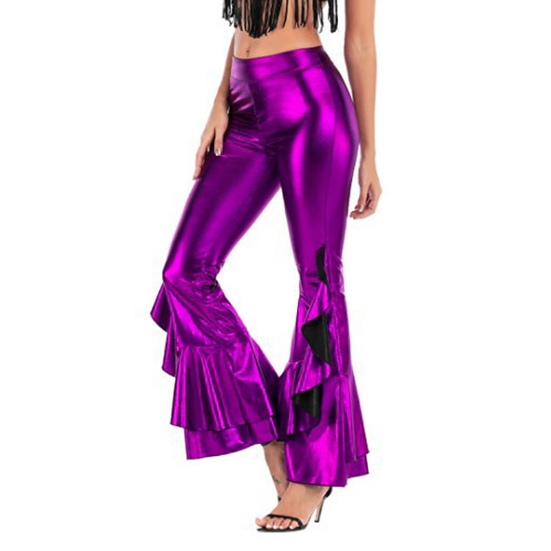 1980s Hip Pop Bell Bottom Pants Abba Costume Flared Trousers Solid Color Fancy Dress Women's Carnival Costume Carnival Performance Prom Pride Parade Adults' Pants All Seasons3