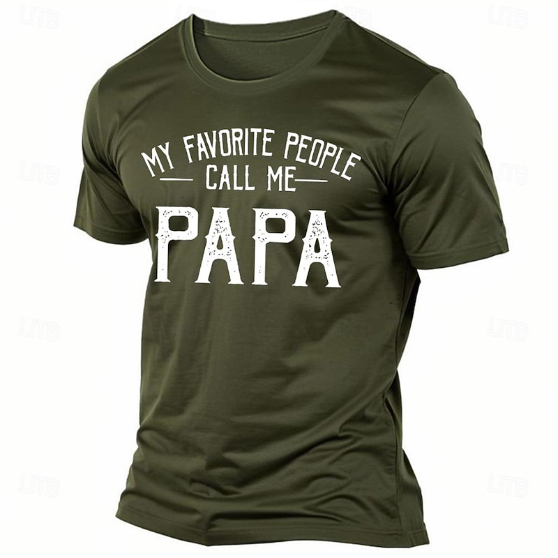 Men's T-Shirt My Favorite People Call Me Papa Graphic Short Sleeve Tee for Grandfathers & Dads