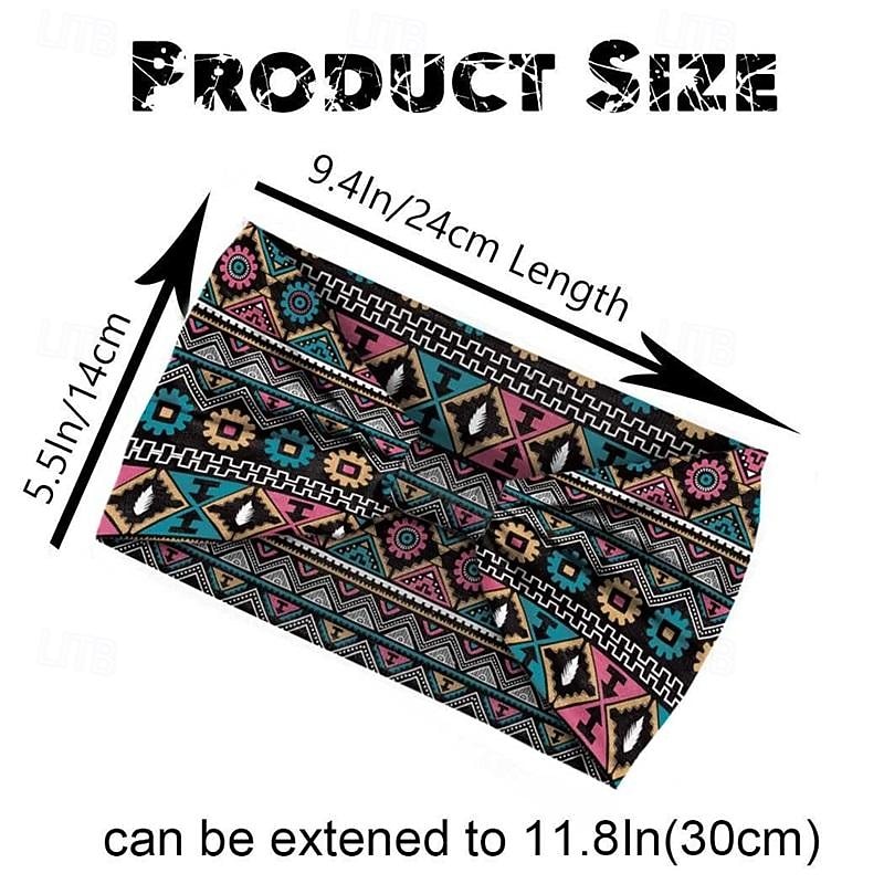 Aceorna Boho Headbands Wide Knotted Hairbands Stretch Printed Head Bands Bohemia Head Wraps for Women and Girls4