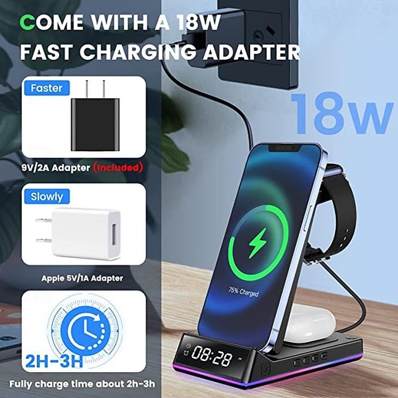 Multifunctional Portable Desktop 5-in-1 Wireless Charger Foldable Vertical Fast Charge