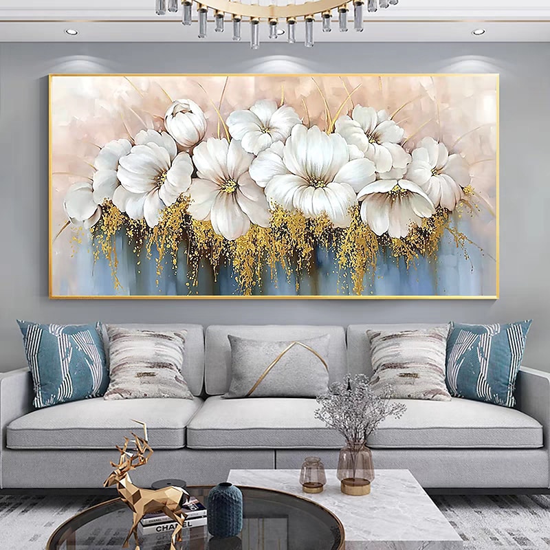 Mintura Handmade Abstract Flowers Oil Paintings On Canvas Wall Art Decoration Modern Picture For Home Decor Rolled Frameless Unstretched Painting