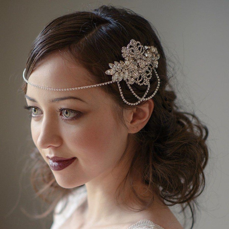 Head Jewelry Flapper Headband Retro Vintage Roaring 20s 1920s Rhinestone For Cosplay Carnival Women's Costume Jewelry Fashion Jewelry4