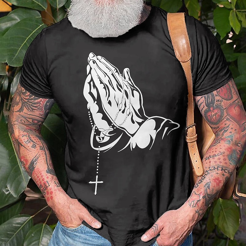 Men's Graphic Cross Faith Short Sleeve T shirt 3D Print Crew Neck Shirt Outdoor Casual Street Style Party Casual Holiday Black Blue Green Spring & Summer Clothing Apparel Normal S M L XL XXL XXXL