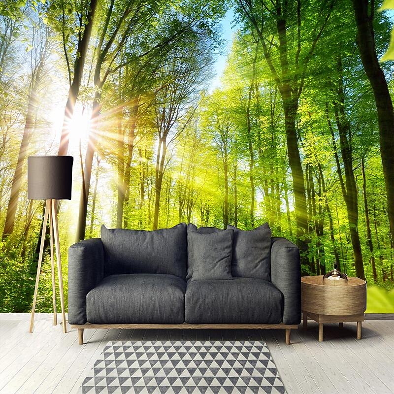 Cool Wallpapers Nature Forest Wallpaper Wall Mural Green Sticker Peel and Stick Removable PVC/Vinyl Material Self Adhesive/Adhesive Required Wall Decor for Living Room Kitchen Bathroom2