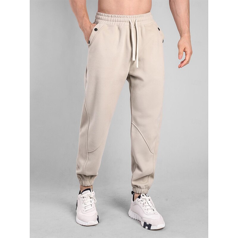 Men's Sweatpants Joggers Trousers Drawstring Elastic Waist Elastic Cuff Plain Comfort Breathable Casual Daily Holiday Sports Fashion Black Khaki