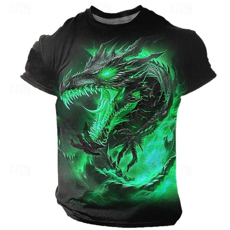 Men's Graphic Dragon T Shirt Short Sleeve T shirt 3D Print Crew Neck Shirt Designer Retro Vintage Subculture Sports Outdoor Holiday Going out Blue Purple Orange Spring & Summer Clothing Apparel S M L4
