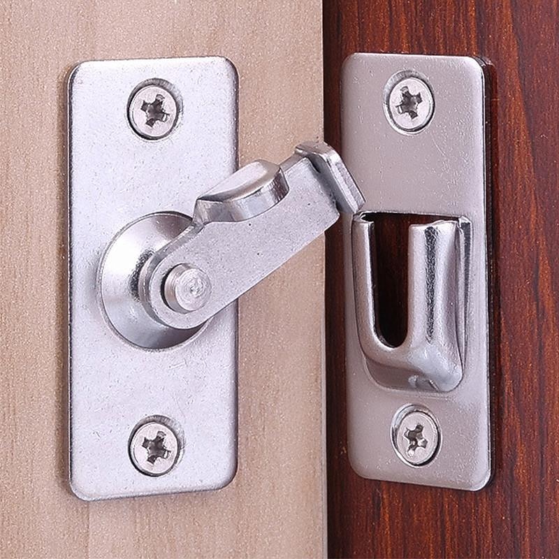 Heavy-Duty 304 Stainless Steel Door Lock Latch, 90 Degree Buckle flip Latch Right Angle Door Latch Lock Lever Latch Heavy Duty Safety Door Lock