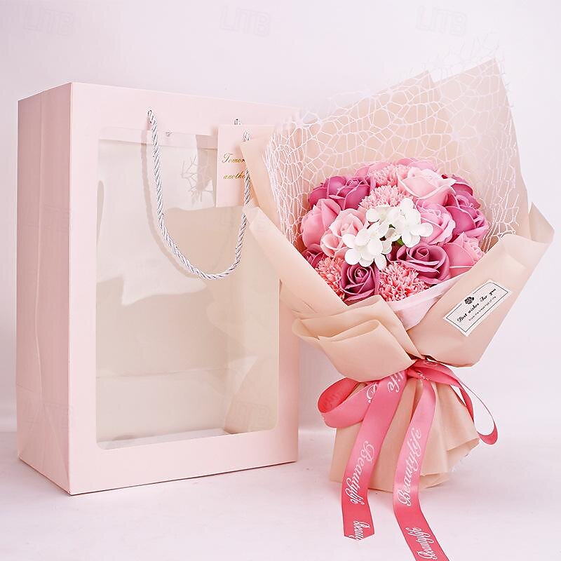 Women's Day Gifts Women's Day Mother's Day Gifts for Girls rose soap bouquet carnation bouquet giving practical gifts to female teachers Mother's Day Gifts for MoM
