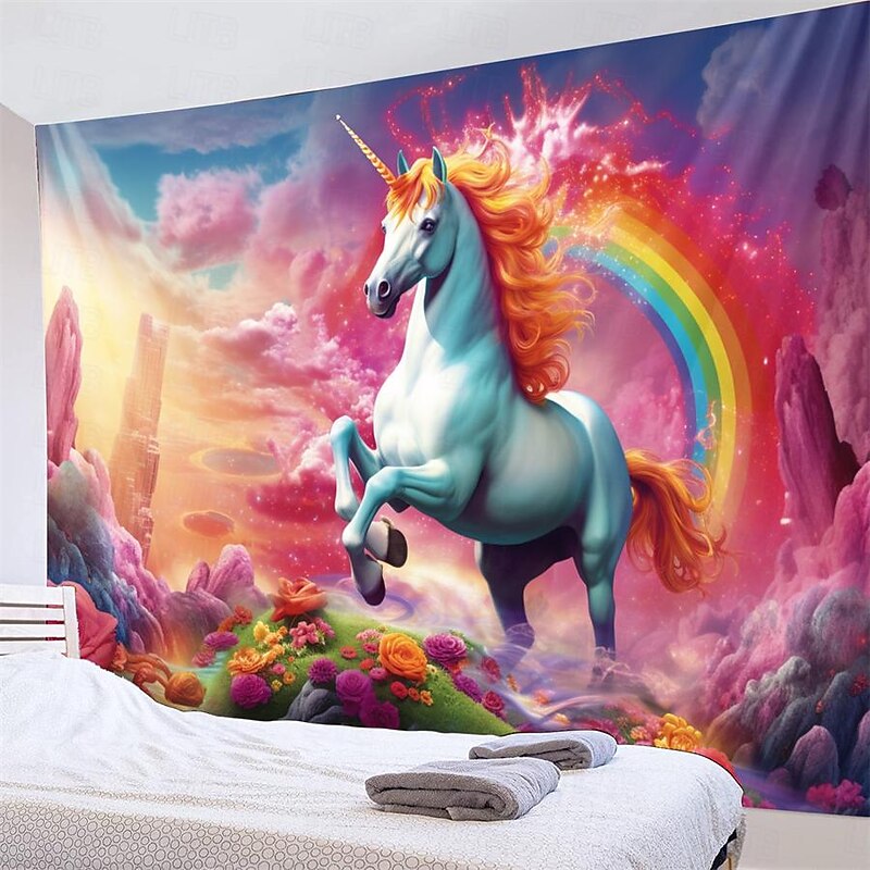 Fantasy Unicorn Hanging Tapestry Wall Art Large Tapestry Mural Decor Photograph Backdrop Blanket Curtain Home Bedroom Living Room Decoration4
