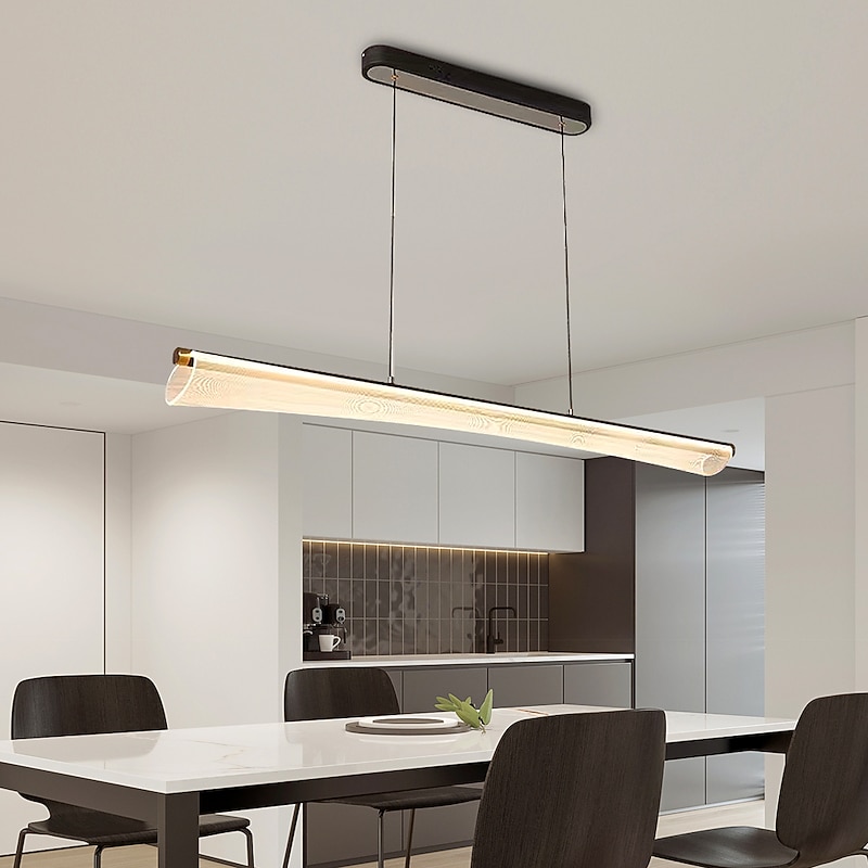LED Pendant Acrylic Modern Light Stepless Dimming 3 Light Color 60/90/120cm Single Design Aluminum Stylish Island Minimalist Painted Finishes Modern Nordic Style 110-240V2