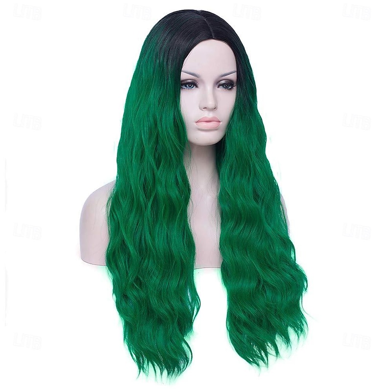 Green Wigs for Women 26 Long Ombre Green Hair Wig Curly Wavy Cute Soft Wigs for St Patricks Day Party St.Patrick's Day Wigs4