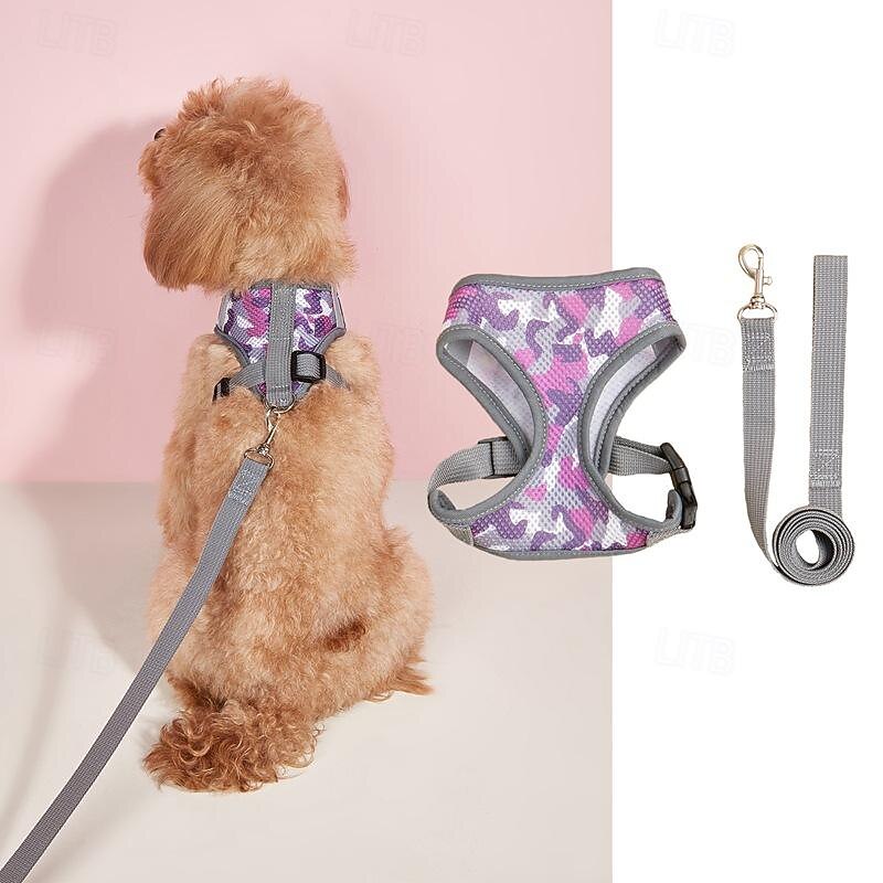 Hot Selling Pet Chest And Shoulder Straps For Breathability Comfort And Adjustable Fit. Classic Camouflage Contrasting Color Dog Leash2